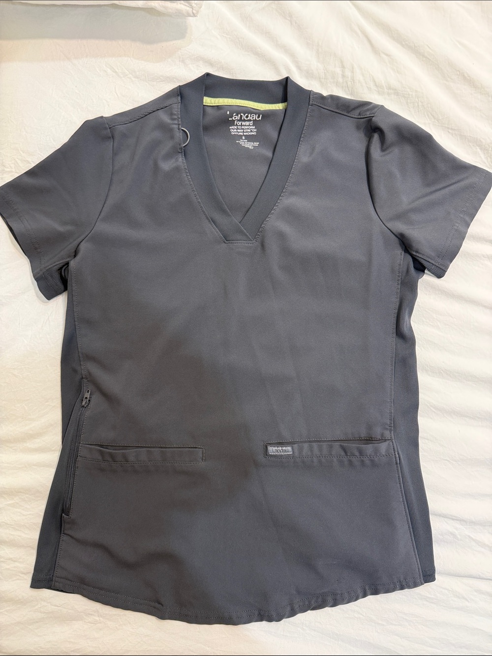 Landau Gray V-Neck Short Sleeve Scrub Top & Straight Leg Pants